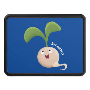 Cute happy seed sprout cartoon illustration hitch cover