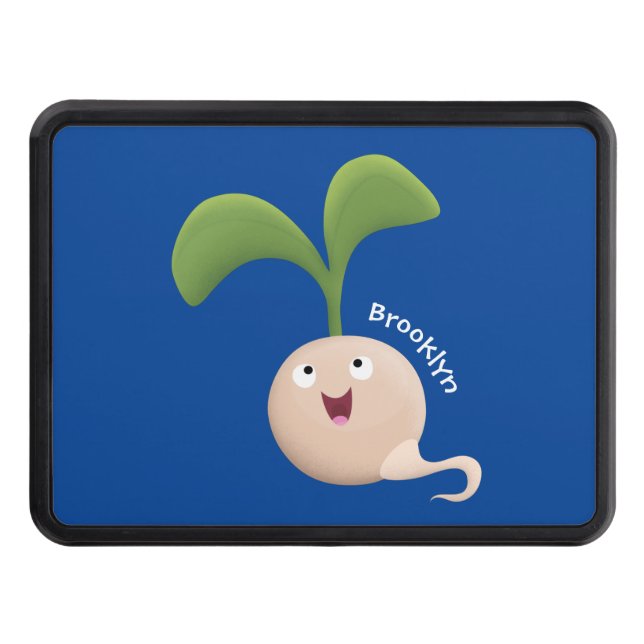 Cute happy seed sprout cartoon illustration hitch cover (Front)
