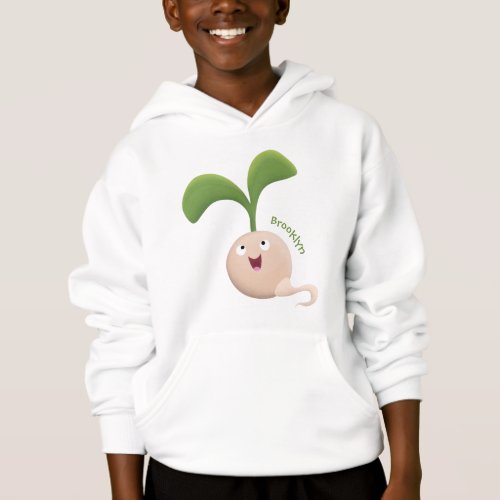 Cute happy seed sprout cartoon illustration hoodie