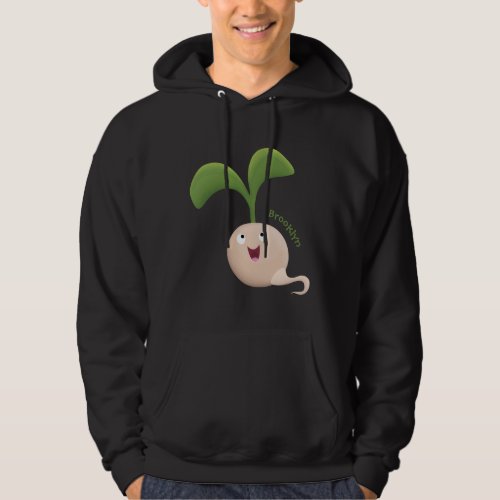 Cute happy seed sprout cartoon illustration  hoodie