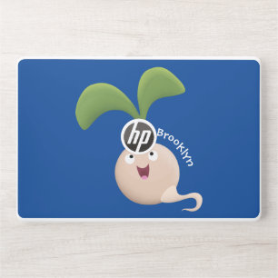 Cute happy seed sprout cartoon illustration HP laptop skin