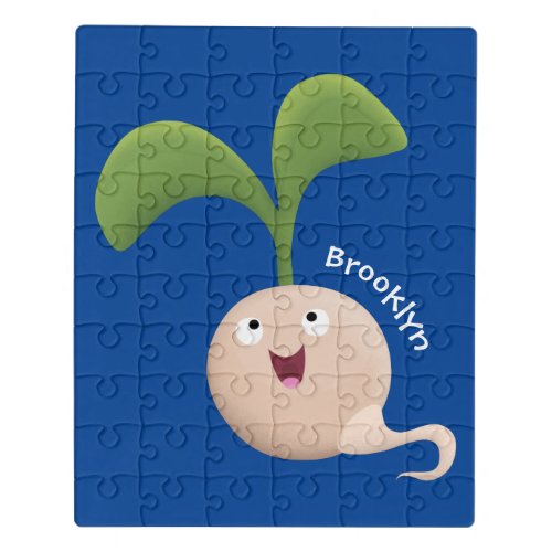 Cute happy seed sprout cartoon illustration  jigsaw puzzle