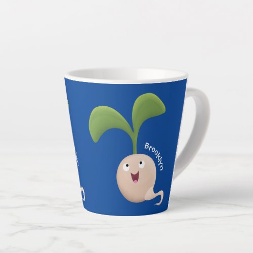 Cute happy seed sprout cartoon illustration latte mug