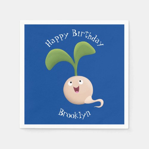 Cute happy seed sprout cartoon illustration napkins