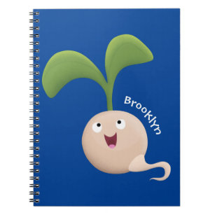 Cute happy seed sprout cartoon illustration notebook
