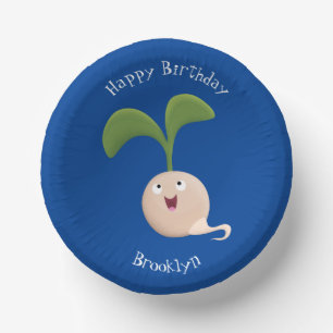 Cute happy seed sprout cartoon illustration paper bowls