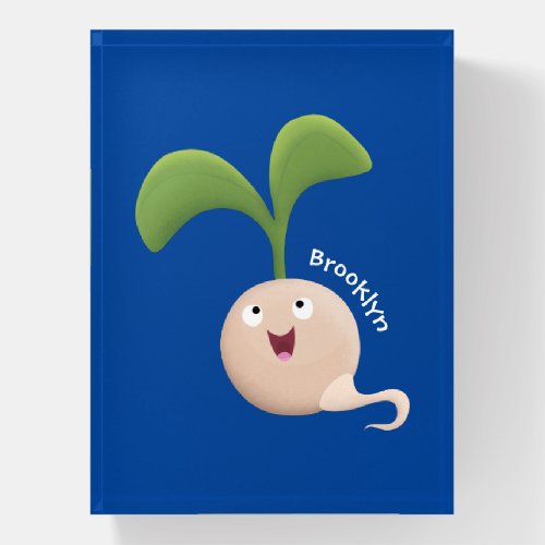 Cute happy seed sprout cartoon illustration paperweight