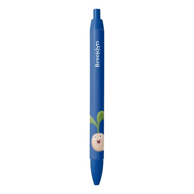 Cute happy seed sprout cartoon illustration pen (Front Vertical)