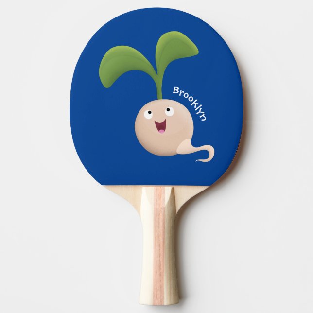Cute happy seed sprout cartoon illustration ping pong paddle (Front)