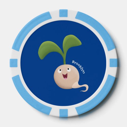 Cute happy seed sprout cartoon illustration poker chips
