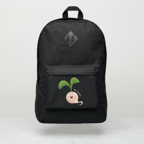 Cute happy seed sprout cartoon illustration port authority backpack