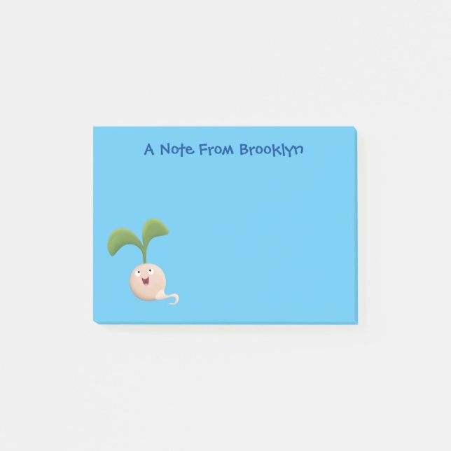 Cute happy seed sprout cartoon illustration post-it notes (Front)