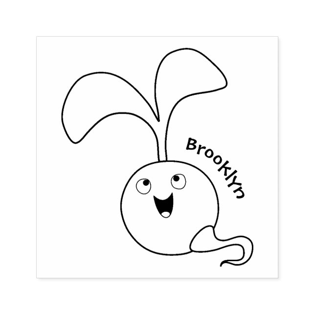 Cute happy seed sprout cartoon illustration rubber stamp (Imprint)