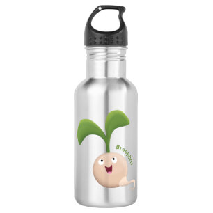 Cute happy seed sprout cartoon illustration stainless steel water bottle