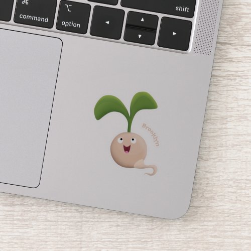 Cute happy seed sprout cartoon illustration sticker