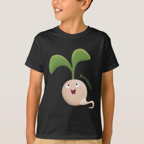 Cute happy seed sprout cartoon illustration T_Shirt