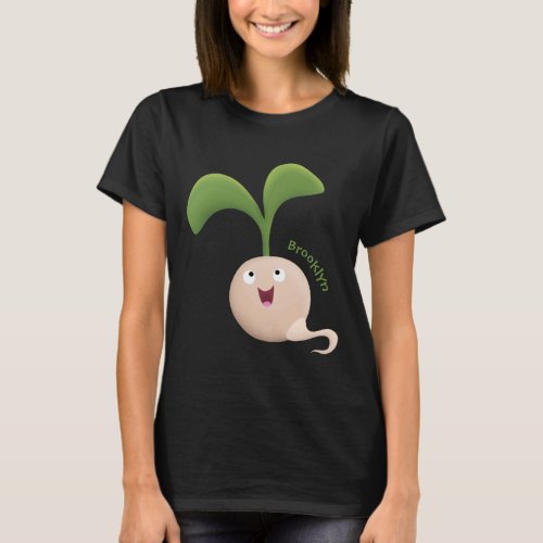 Cute happy seed sprout cartoon illustration T_Shirt