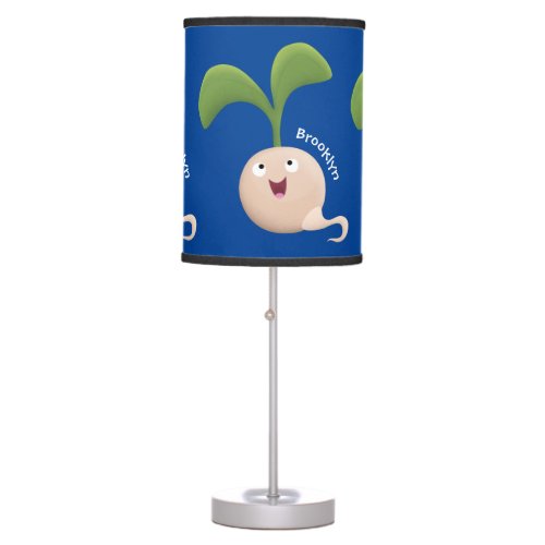 Cute happy seed sprout cartoon illustration table lamp