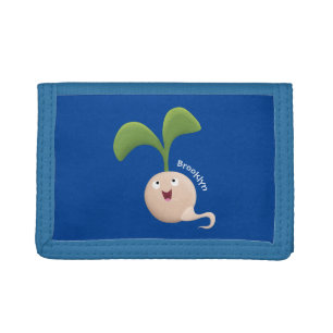 Cute happy seed sprout cartoon illustration tri-fold wallet