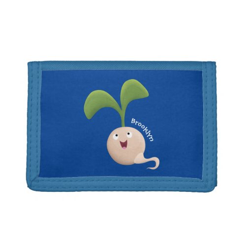 Cute happy seed sprout cartoon illustration trifold wallet