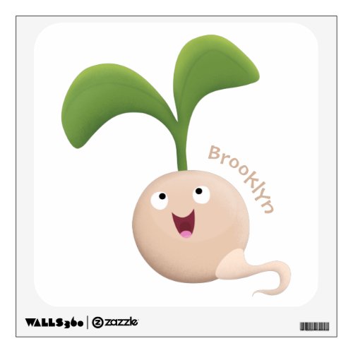 Cute happy seed sprout cartoon illustration wall decal