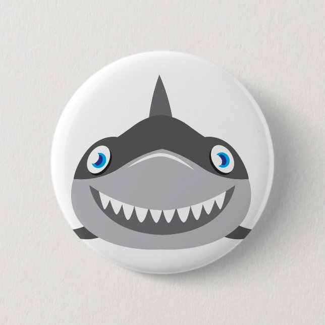 cute happy shark face button (Front)