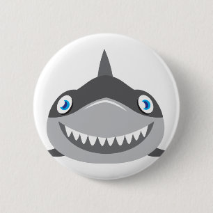 cute happy shark face button