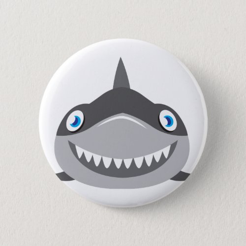 cute happy shark face button