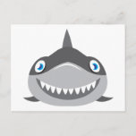 Cute Happy Shark Face Postcard at Zazzle
