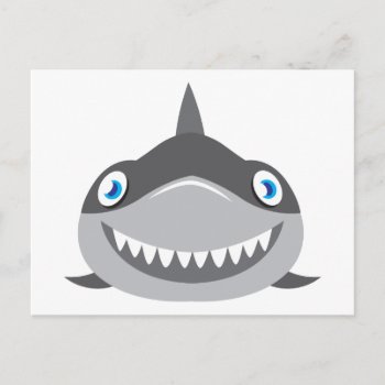 Cute Happy Shark Face Postcard by JazzyDesigner at Zazzle