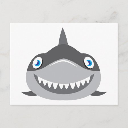 Cute Happy Shark Face Postcard