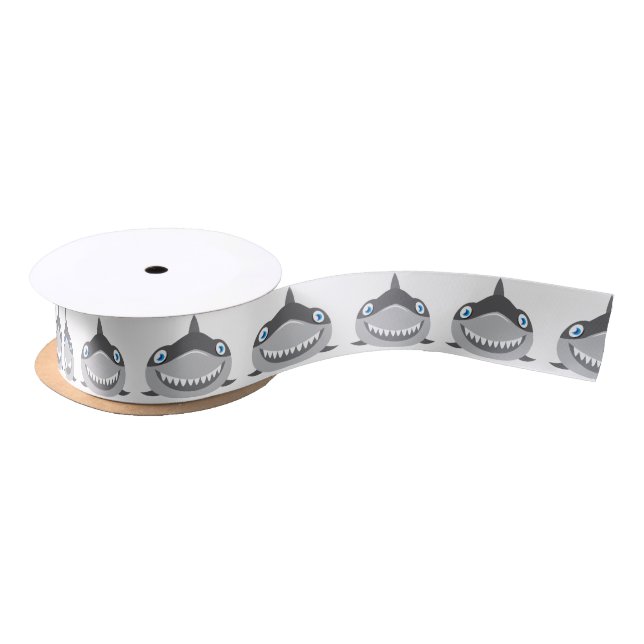 cute happy shark face satin ribbon (Spool)