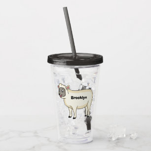 Cute happy sheep cartoon illustration acrylic tumbler