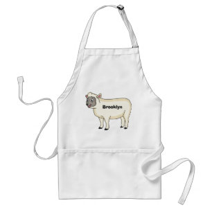Cute happy sheep cartoon illustration adult apron