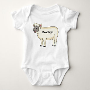 Cute happy sheep cartoon illustration baby bodysuit