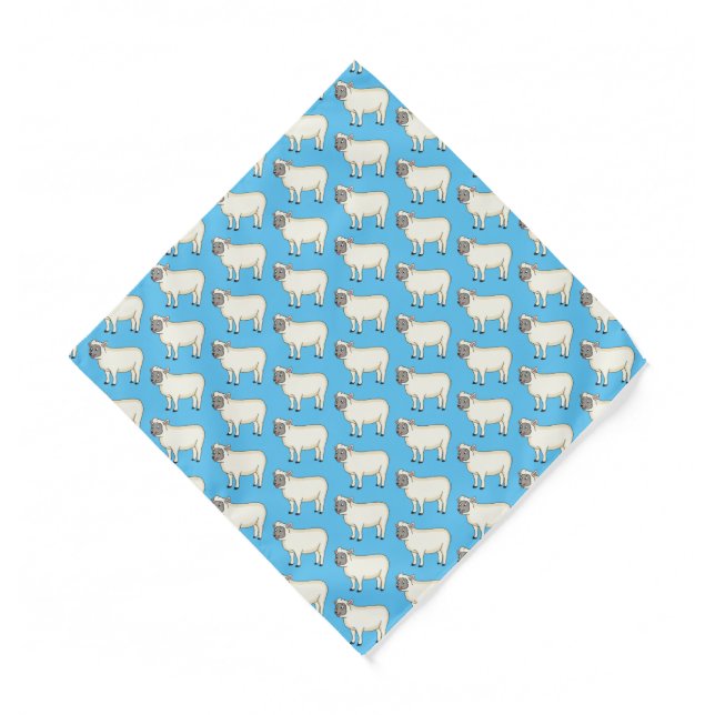 Cute happy sheep cartoon illustration bandana (Front)