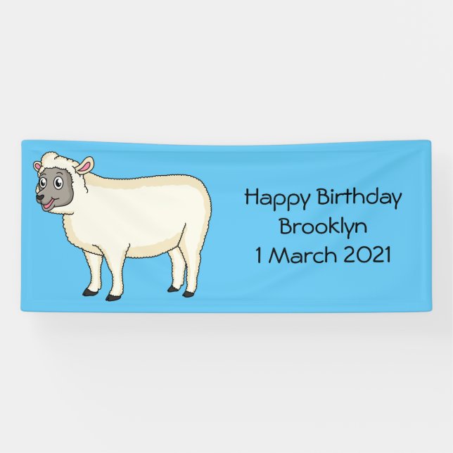 Cute happy sheep cartoon illustration banner (Horizontal)