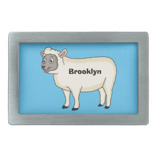 Cute happy sheep cartoon illustration belt buckle