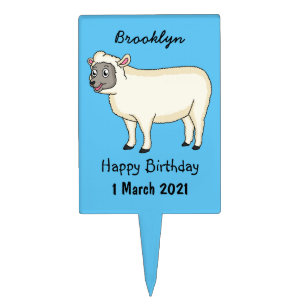 Cute happy sheep cartoon illustration cake topper