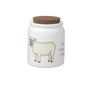 Cute happy sheep cartoon illustration candy jar