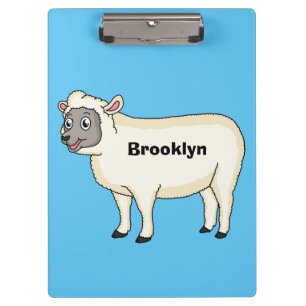 Cute happy sheep cartoon illustration clipboard