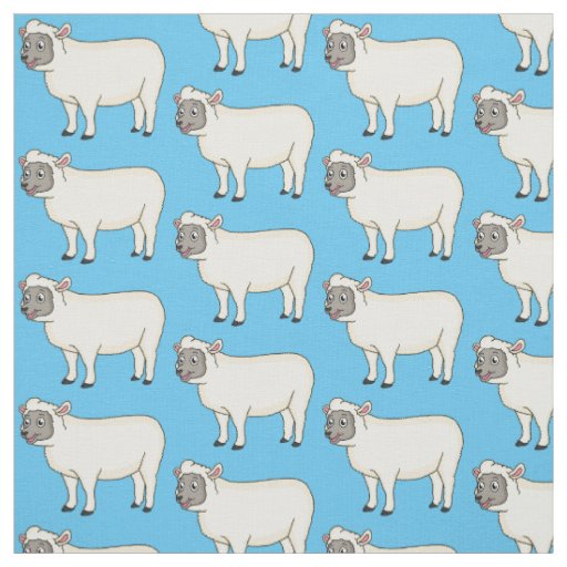 Cute happy sheep cartoon illustration fabric