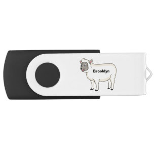 Cute happy sheep cartoon illustration flash drive