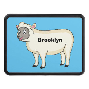 Cute happy sheep cartoon illustration hitch cover