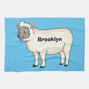Cute happy sheep cartoon illustration kitchen towel
