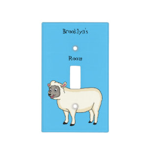 Cute happy sheep cartoon illustration light switch cover