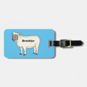 Cute happy sheep cartoon illustration luggage tag