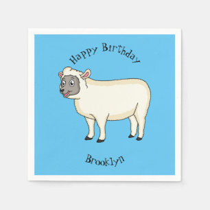Cute happy sheep cartoon illustration napkins