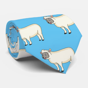 Cute happy sheep cartoon illustration  neck tie