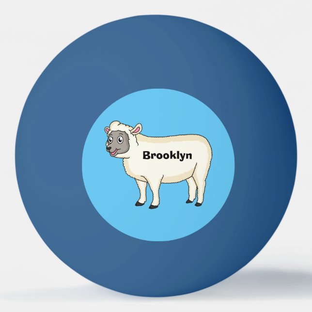 Cute happy sheep cartoon illustration  ping pong ball (Front)